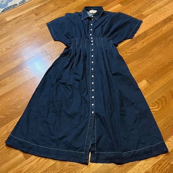Anthropologie x Exquise The Tobie Button-Front Pleated Shirt Dress Denim L NWT - Picture 6 of 15